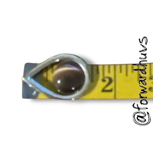 Bundle Sale 3 for $15 | Silver Tone Teardrop Pendant with Brown Cat’s Eye Center - Picture 7 of 8